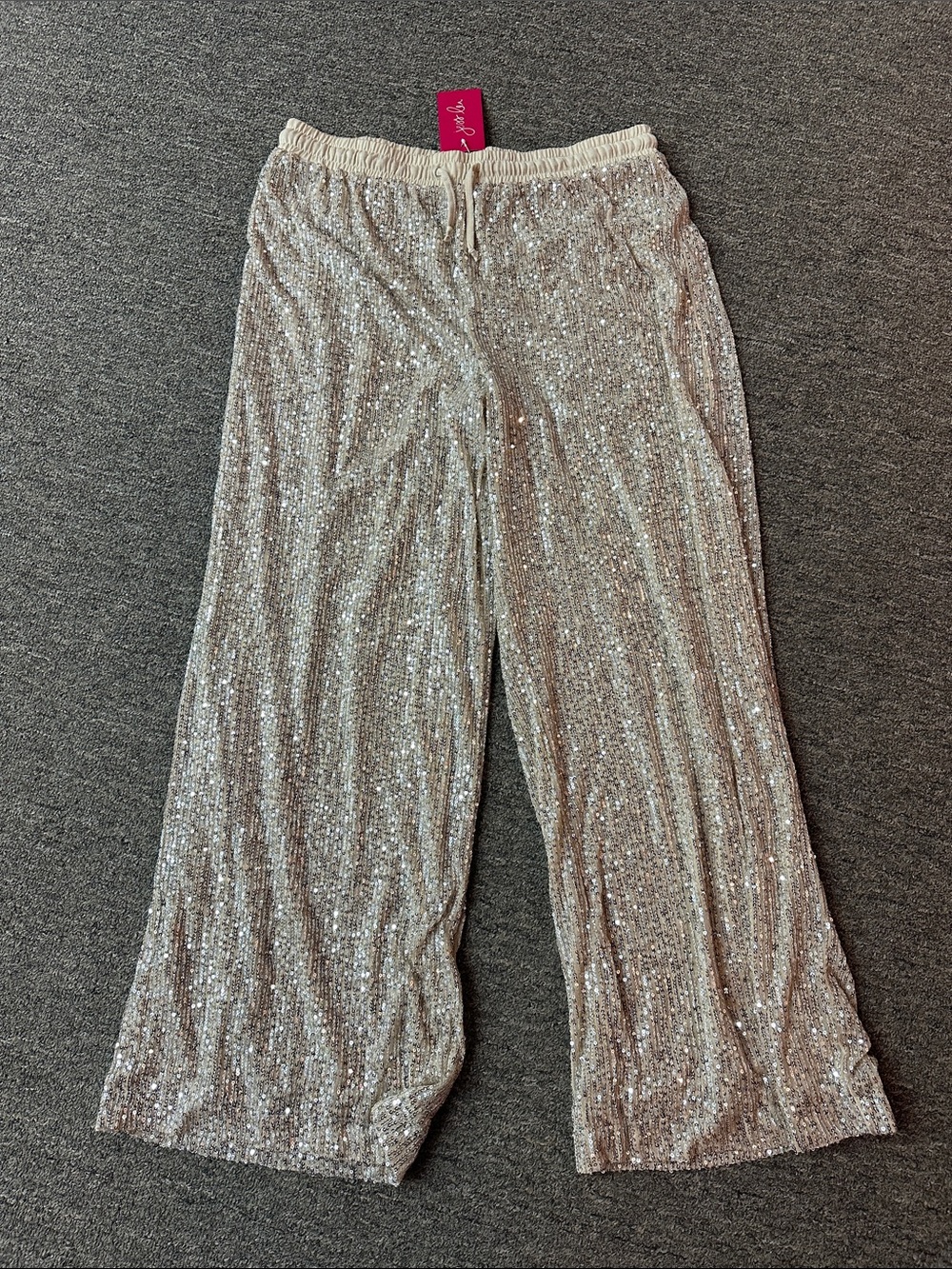 Sequin Wide-Leg Pants - Silver